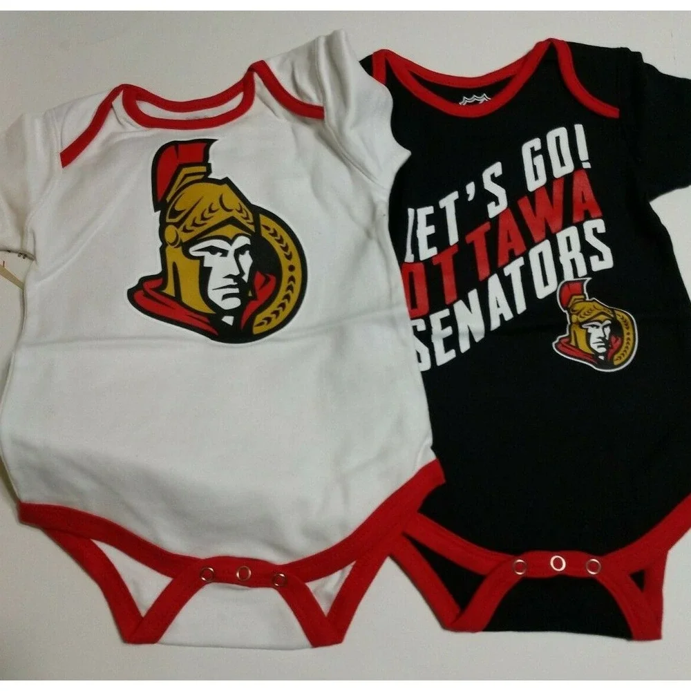 NHL Ottawa Senators Baby Bodysuit 3-Pack Red Black White Infant Romper NWT